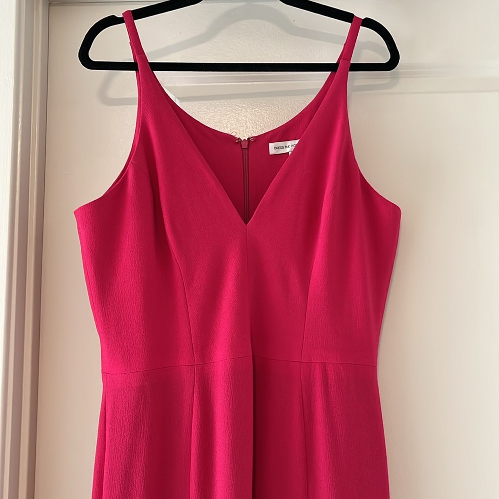 DRESS THE POPULATION Iris Slit Crepe Gown, Bright Fuchsia, Size XXL - Picture 3 of 13